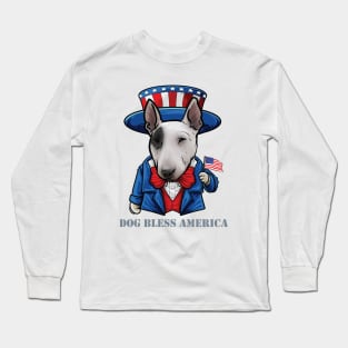 Bull Terrier Dog Bless America Long Sleeve T-Shirt